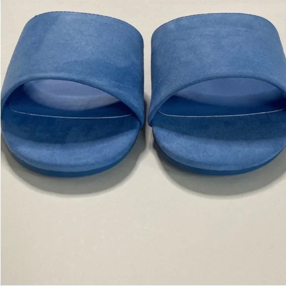 J. Crew Microsuede Single Strap Slide Sandals in Bright Peri - Picture 5 of 8